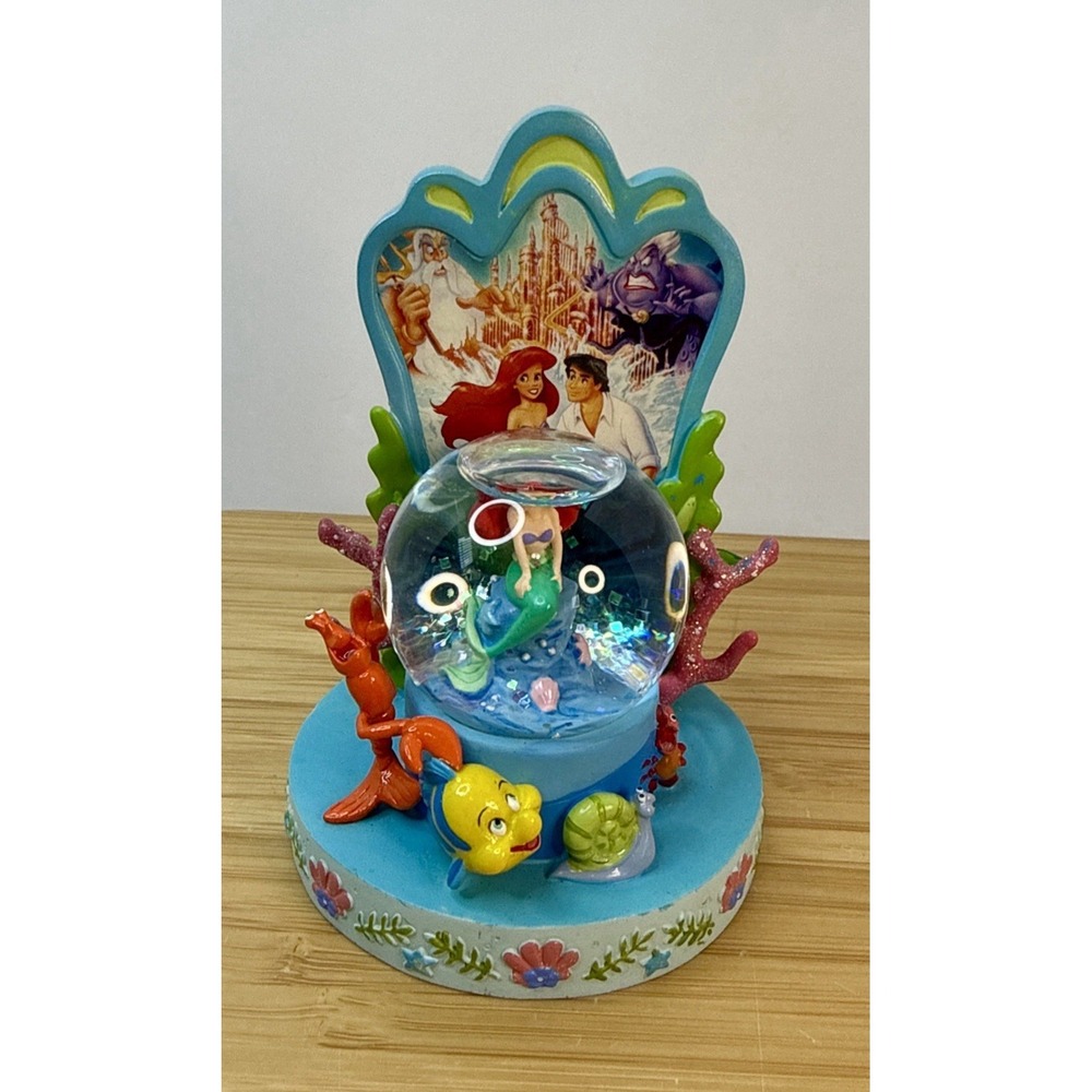 VTG Disney Parks Little Mermaid Snow Globe Mini 4.5" Original Artwork Banned